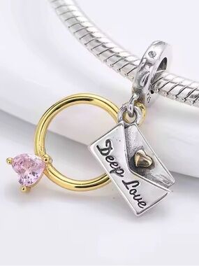 NWOT Ring and Love Letter Deep Love Dangle Charm Sterling Silver 925